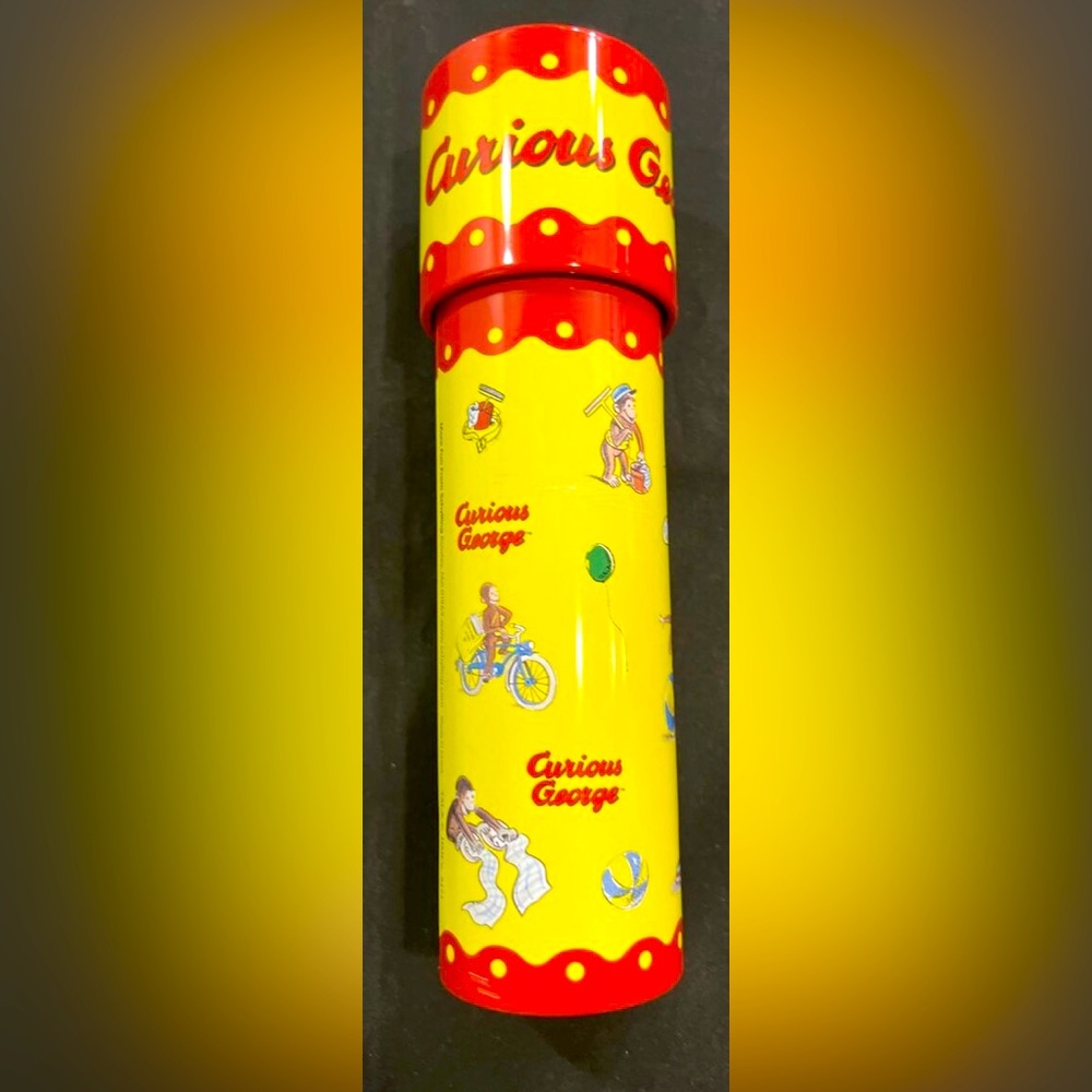 Curious George Monkey Metal Tin Cool Colorful Kaleidoscope Toy By Schylling Rare
